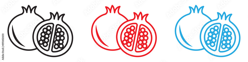 Poster pomegranate icon vector logo set collection for web app ui