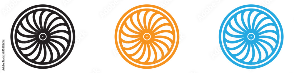 Poster plane turbine icon vector logo set collection for web app ui