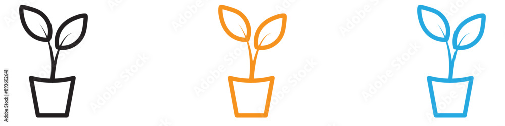 Poster plant icon vector logo set collection for web app ui