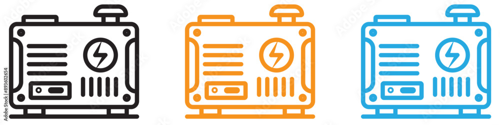 Poster portable power generator icon vector logo set collection for web app ui