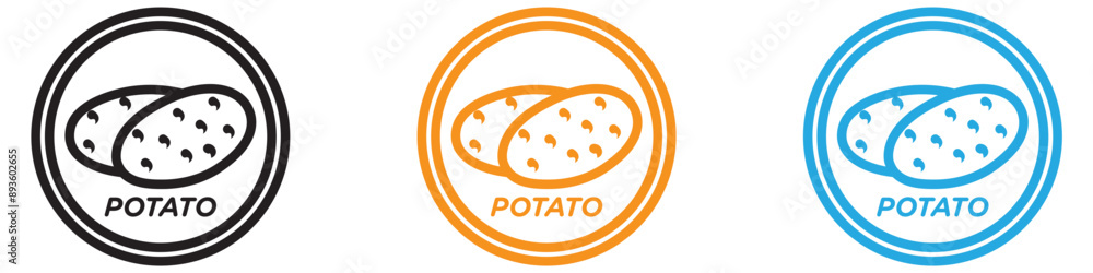 Poster potato icon vector logo set collection for web app ui
