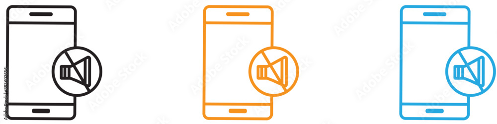 Poster silent phone icon vector logo set collection for web app ui