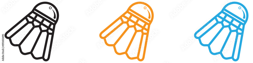 Poster shuttlecock icon vector logo set collection for web app ui