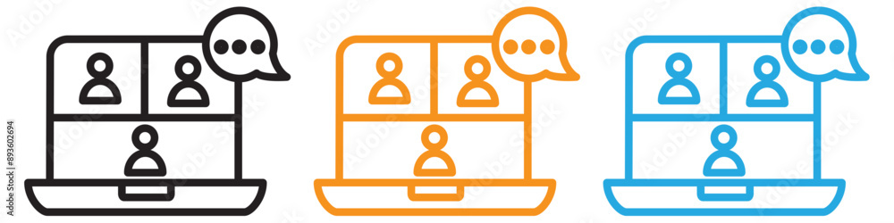 Poster video chat conference icon vector logo set collection for web app ui
