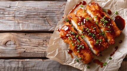 和風テーブルの上の日本のとんかつ定食