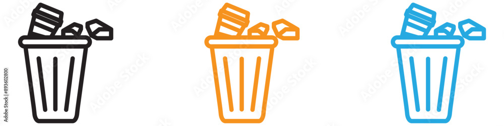 Poster solid waste icon vector logo set collection for web app ui
