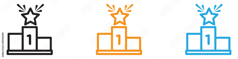 Poster winner podium icon vector logo set collection for web app ui