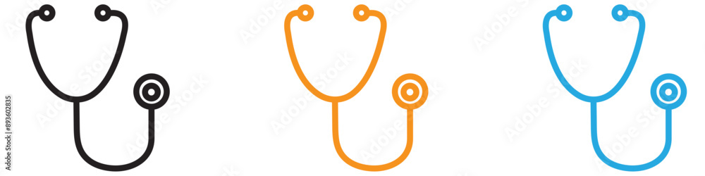Poster stethoscope icon vector logo set collection for web app ui