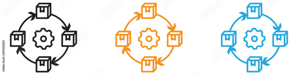 Poster supply chain icon vector logo set collection for web app ui