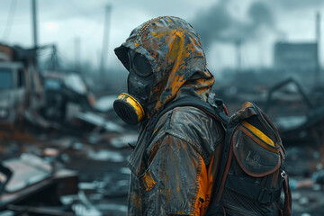 Apocalypse dangerous nature disaster ruined city generative Ai concept