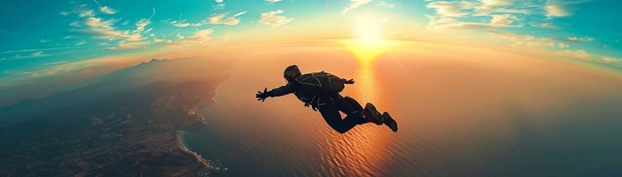 Parachute Opening, A parachute opening in slow motion, capturing the thrill and safety of skydiving adventures
