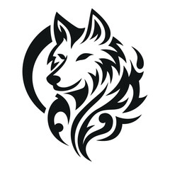 Fototapeta premium Wolf black silhouette. Vector drawing on a white background. 