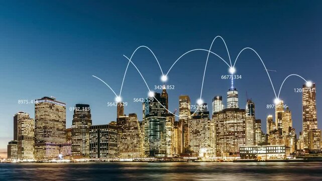 TL City Network of Manhattan Skyline  NYC