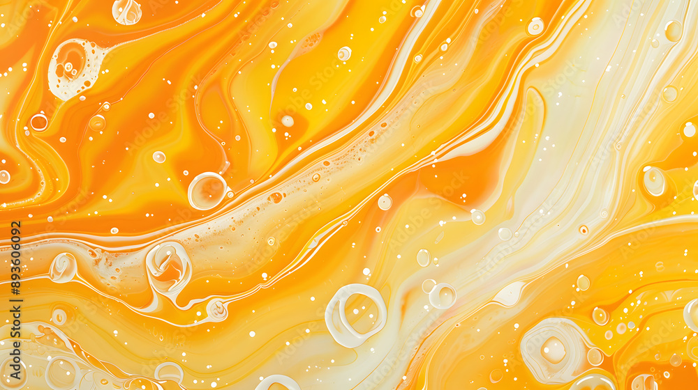 Sticker a orange and yellow swirl pattern wallpaper with bubbles