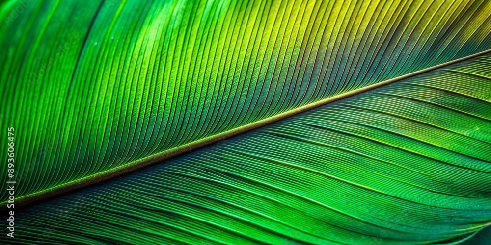 Poster a beautiful horizontal background with a close-up image of a bright large bird's feather in the smal