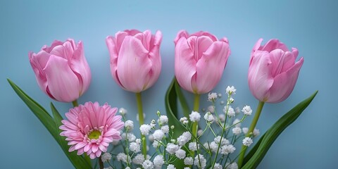Obraz premium Beautiful Pink Tulips in a Vase