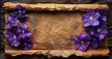Floral Decorative Platter, Handmade Purple Flowers, Wooden Slate Board with Wildflower Accents