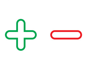 Obraz premium Plus and Minus in Green and Red Color. isolated on white background. EPS 10/AI