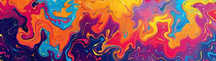Psychedelic swirling patterns in bold colors, dynamic art, trippy visuals