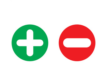 Plus and Minus in Green and Red Color. isolated on white background. EPS 10/AI