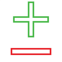 Obraz premium Plus and Minus in Green and Red Color. isolated on white background. EPS 10/AI