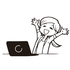 ビジネス_ノートパソコンで作業をする若い女性