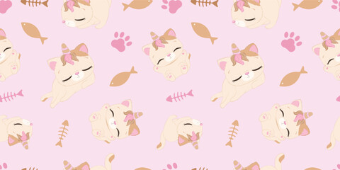 Cute baby animals seamless pattern