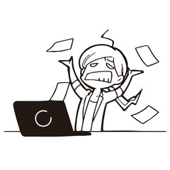 ビジネス_ノートパソコンで作業をする若い女性