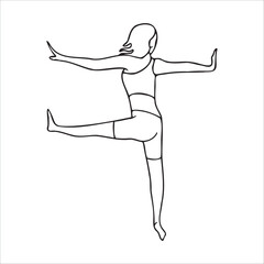 Utthita Hasta Padangusthasana 2. Line drawing of a yoga pose. Vector illustration