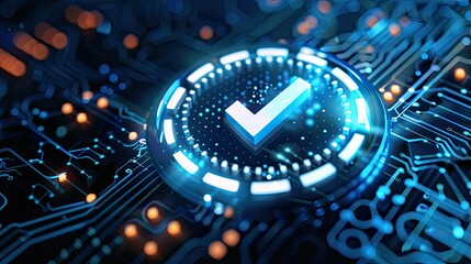 Business quality assurance digital checkmark for compliance standards