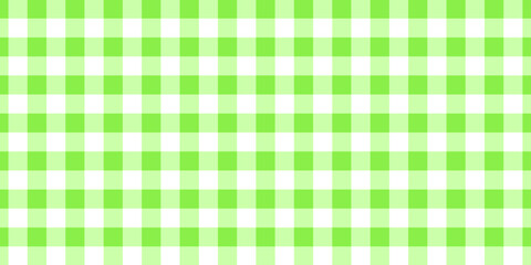 Green gingham or vichy pattern. Easter, spring or summer textile print for tabletop, picnic blanket, basket napkin, shirt or handkerchief. Cotton, linen or flannel design. Vector flat illustration.