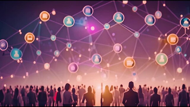 Interconnection of people lifes, showing nodes of destinies and unity and influence of outside world.