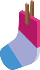 Colorful christmas sock is hanging and waiting to be filled with gifts