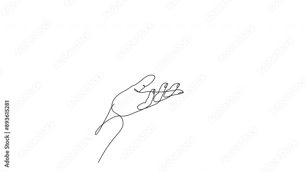 Aufkleber self drawing animation of continuous one line human hand holding puzzle. animated single line drawin