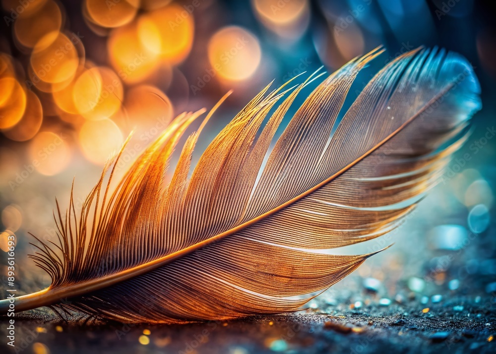 Poster feather bird macro photo. texture or background