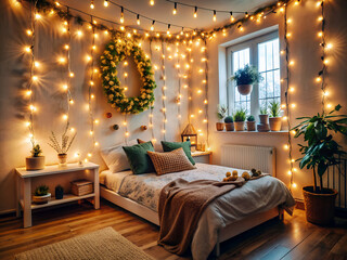 Obraz premium Fairy Light Canopy Bed