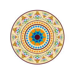Ethnic mandala colorful floral ornament Isolated on transparent background. vector illustration.