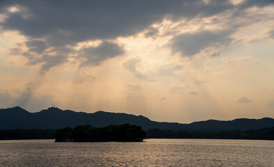 sunset over the river
