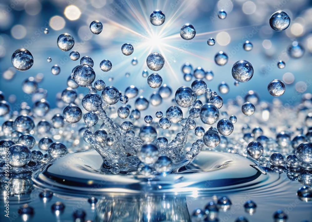 Aufkleber sparkling droplets of crystal clear water create a mesmerizing abstract pattern on a pristine white 