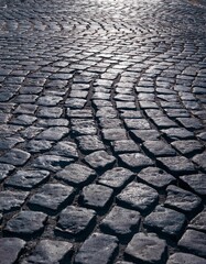 Close-Up of Stone Road Texture with Grunge Background