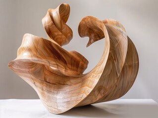 Abstract wooden sculpture.