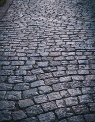 Close-Up of Stone Road Texture with Grunge Background