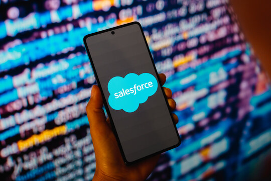 July 22, 2024, Paraguay. In this photo illustration, the Salesforce logo is displayed on a smartphone screen.