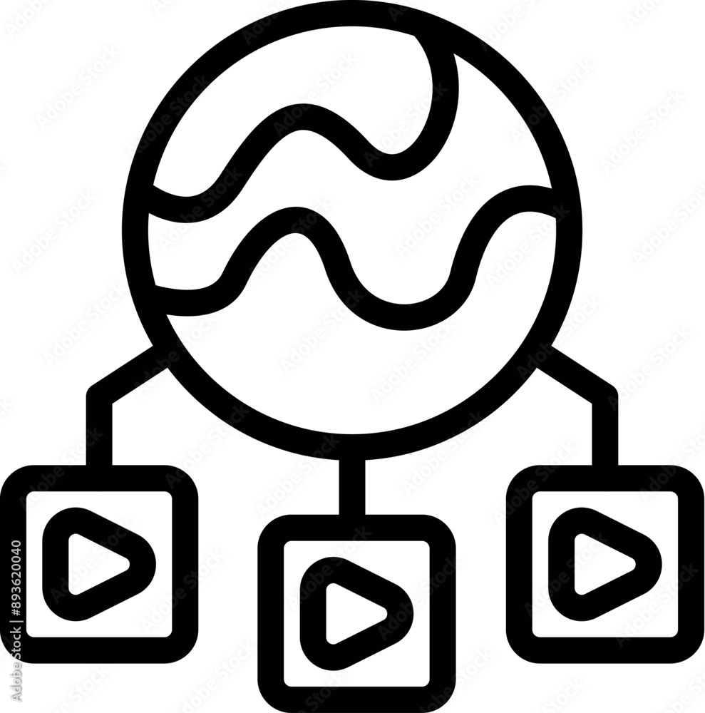 Poster global network is connecting three devices streaming video content, symbolizing global reach