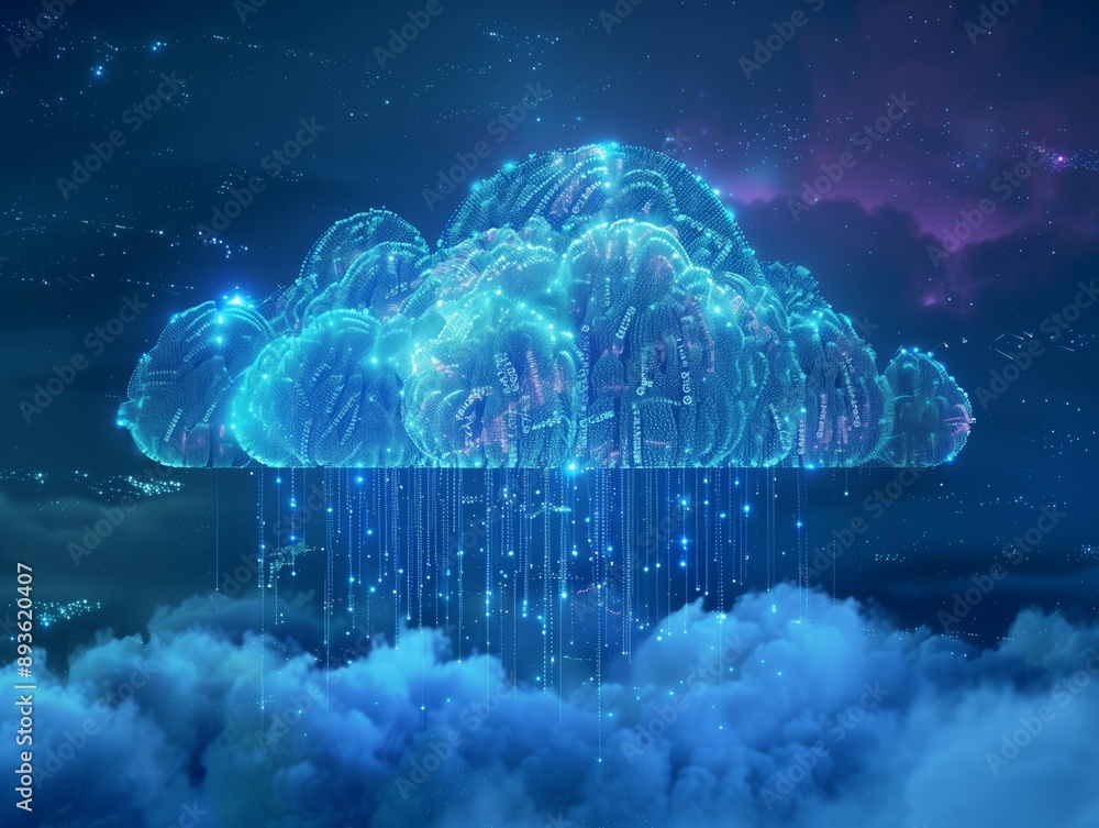 Poster abstract digital cloud computing concept.