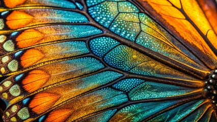 Obraz premium Macro photography of butterfly. Details of a beautiful butterfly wing.