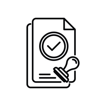 recommend clip art: Approved outline icon. Approved stamp with document. For business and payments presentation. Vector Illustration.Web