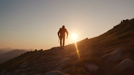 Fototapeta premium The leader climbs the mountain