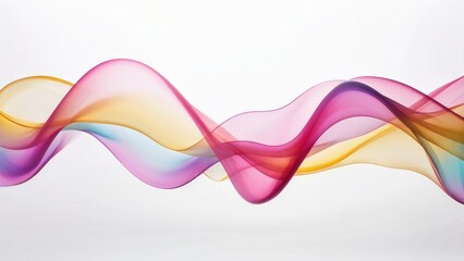 Airy, transparent like haze, silk 3d wave burgundy with yellow on white background, 3d render, abstract, background, banner.
