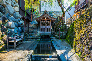 岐阜県　郡上八幡の町並み　宗祇水